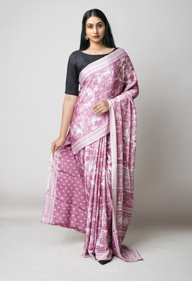 Royal Purple Pure  Block Printed Soft Silk Saree-UNM73428