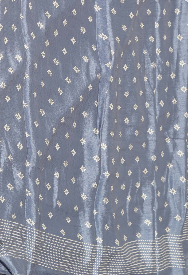 Blue Pure  Block Printed Soft Silk Saree-UNM73434