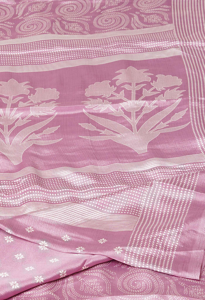 Royal Purple Pure  Block Printed Soft Silk Saree-UNM73437