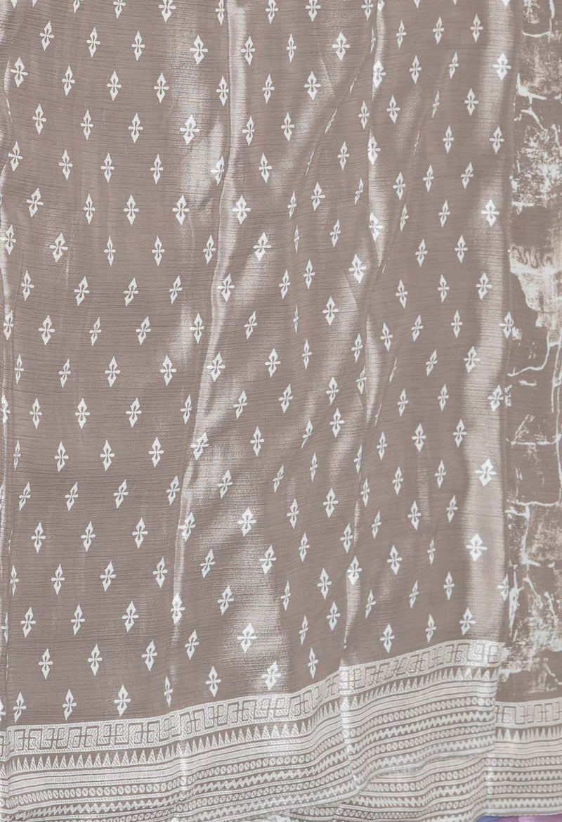 Light Brown Pure  Block Printed Soft Silk Saree-UNM73438