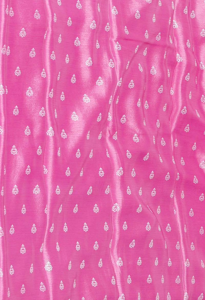 Pink Pure  Block Printed Soft Silk Saree-UNM73440