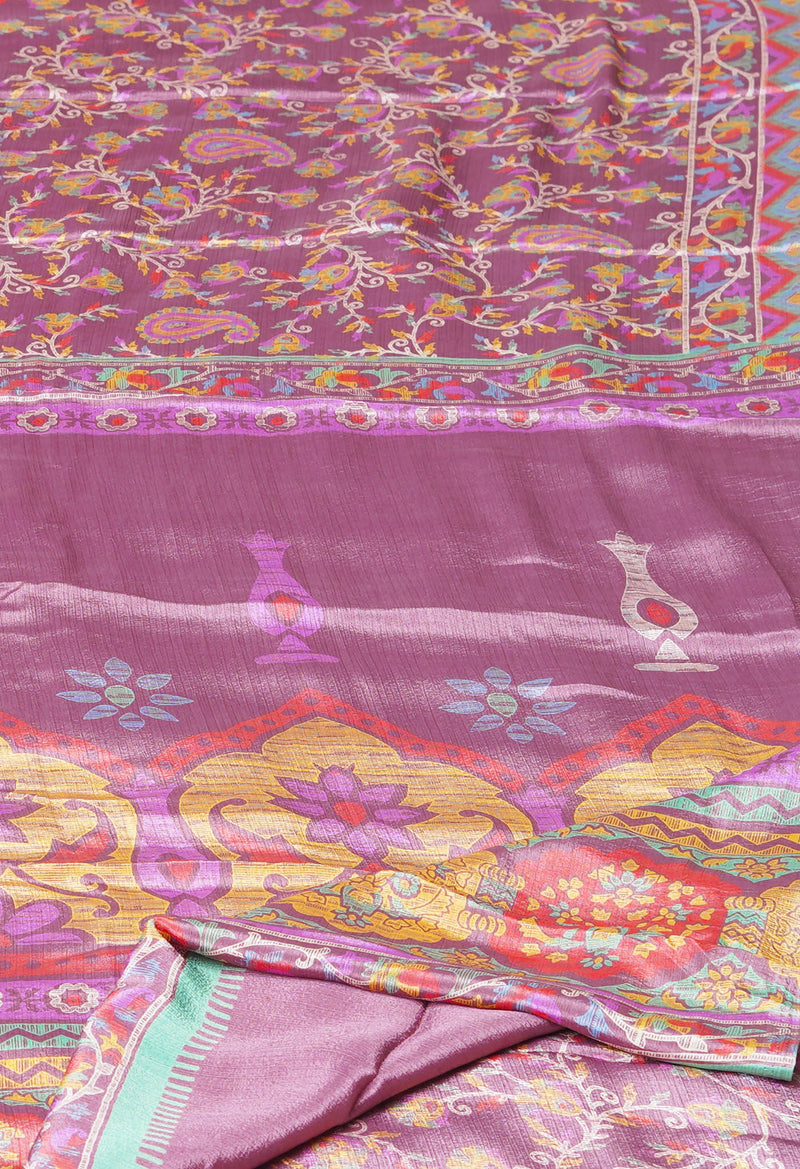 Royal Purple Pure  Block Printed Soft Silk Saree-UNM73444