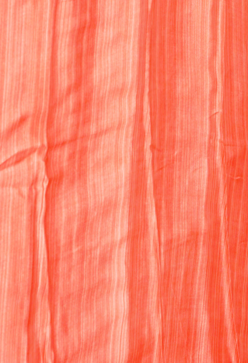 Orange Pure  Block Printed Crepe Silk Saree-UNM73447