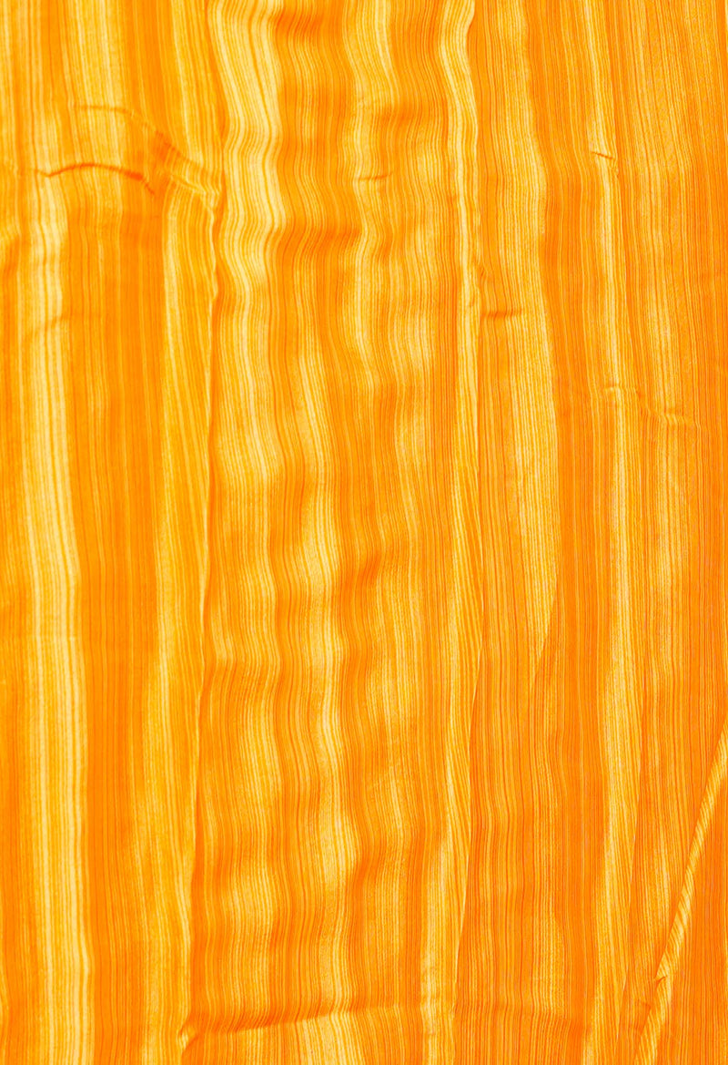 Orange Pure  Block Printed Crepe Silk Saree-UNM73449