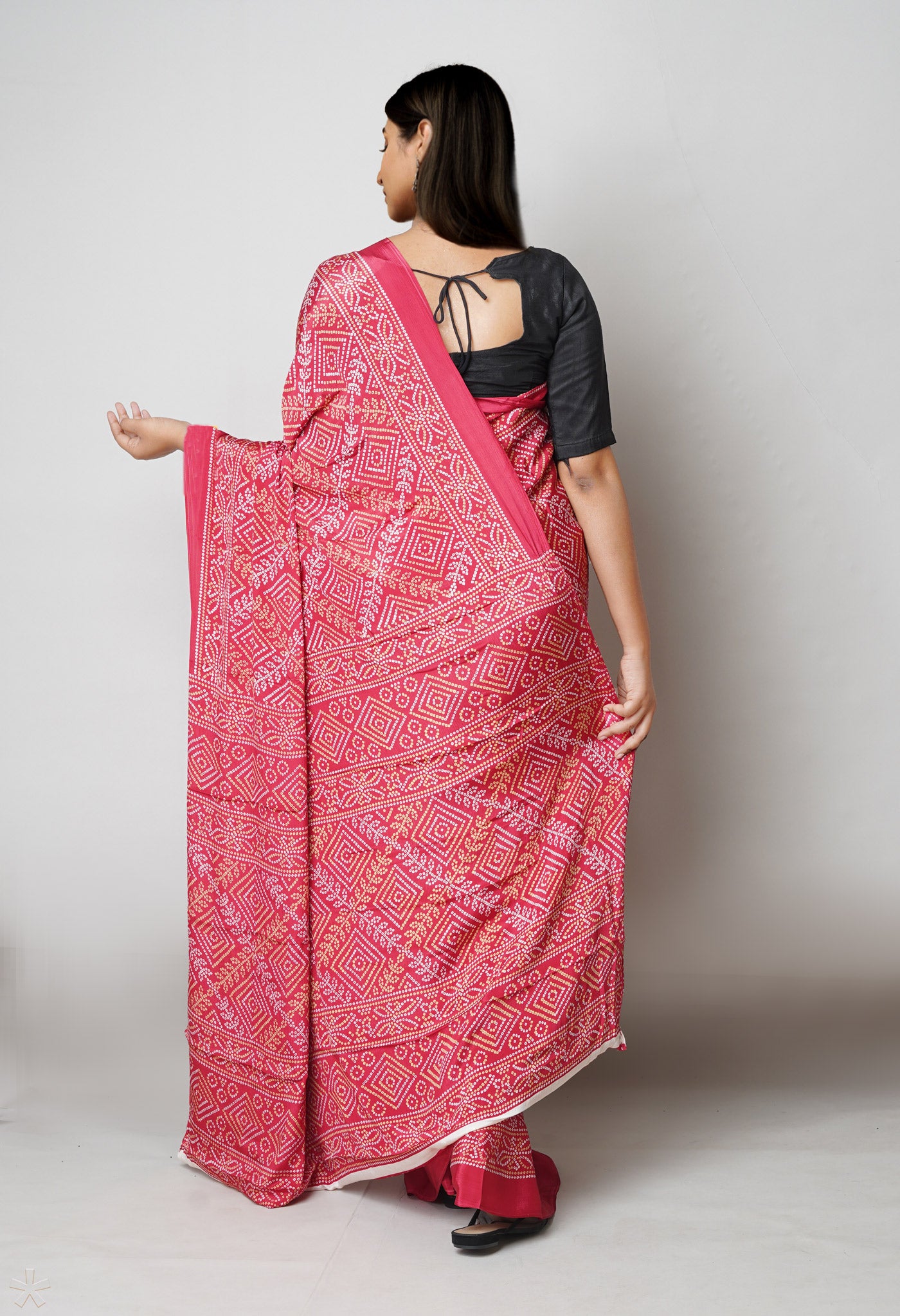 Red Pure Bandhani Printed Soft Silk Saree