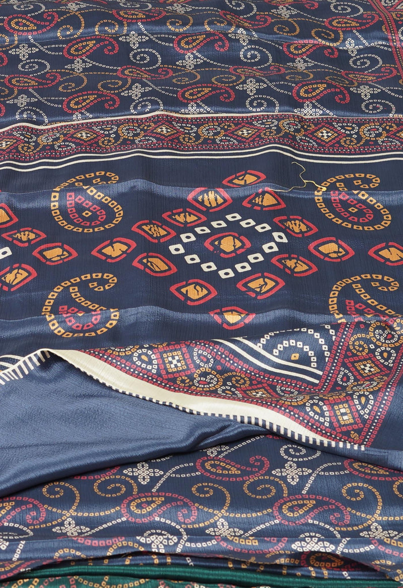 Grey Pure  Bandhani Printed Soft Silk Saree-UNM73462