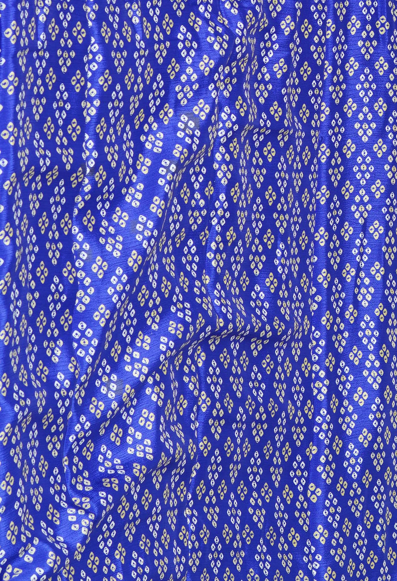 Dark Blue Pure  Bandhani Printed Soft Silk Saree-UNM73463