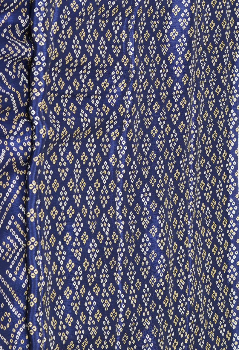 Navy Blue Pure  Bandhani Printed Soft Silk Saree-UNM73464
