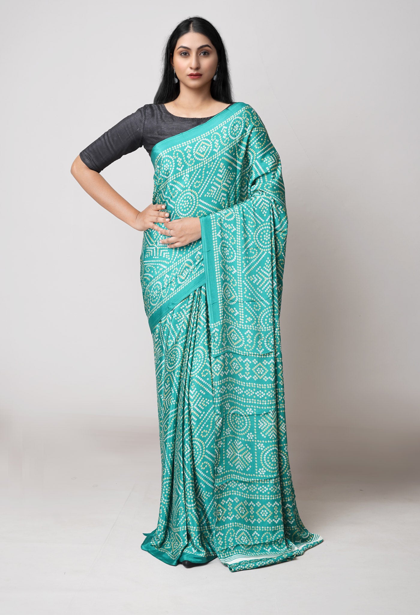 Green Pure Bandhani Printed Soft Silk Saree