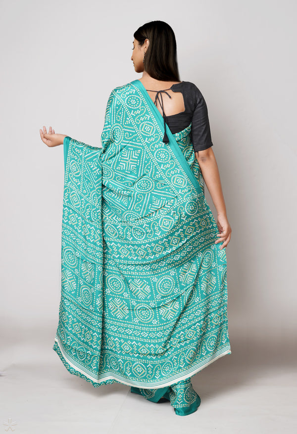Green Pure  Bandhani Printed Soft Silk Saree-UNM73465