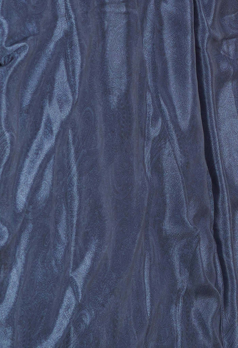 Grey Pure  Block Printed Soft Silk Saree-UNM73468