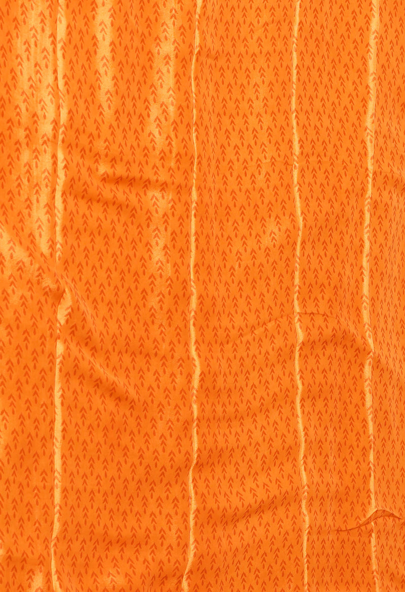 Orange Pure  Block Printed Soft Silk Saree-UNM73469