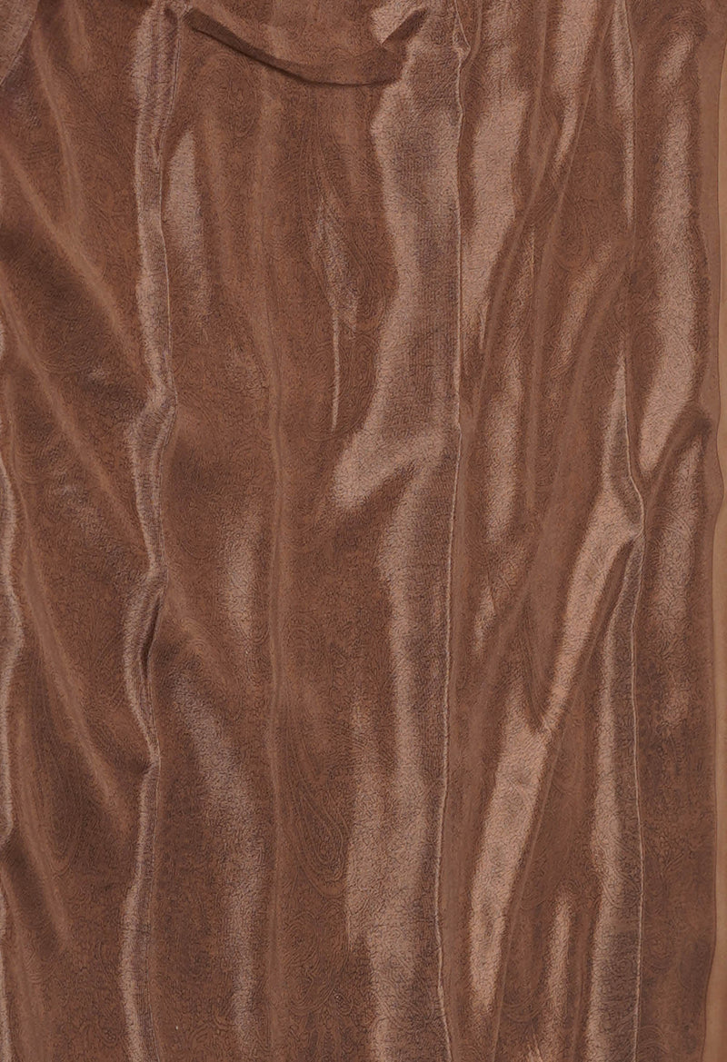 Brown Pure  Block Printed Soft Silk Saree-UNM73470