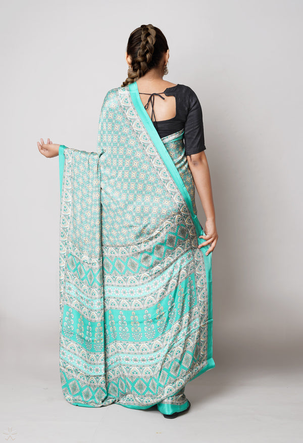 Green Pure  Block Printed Soft Silk Saree-UNM73471