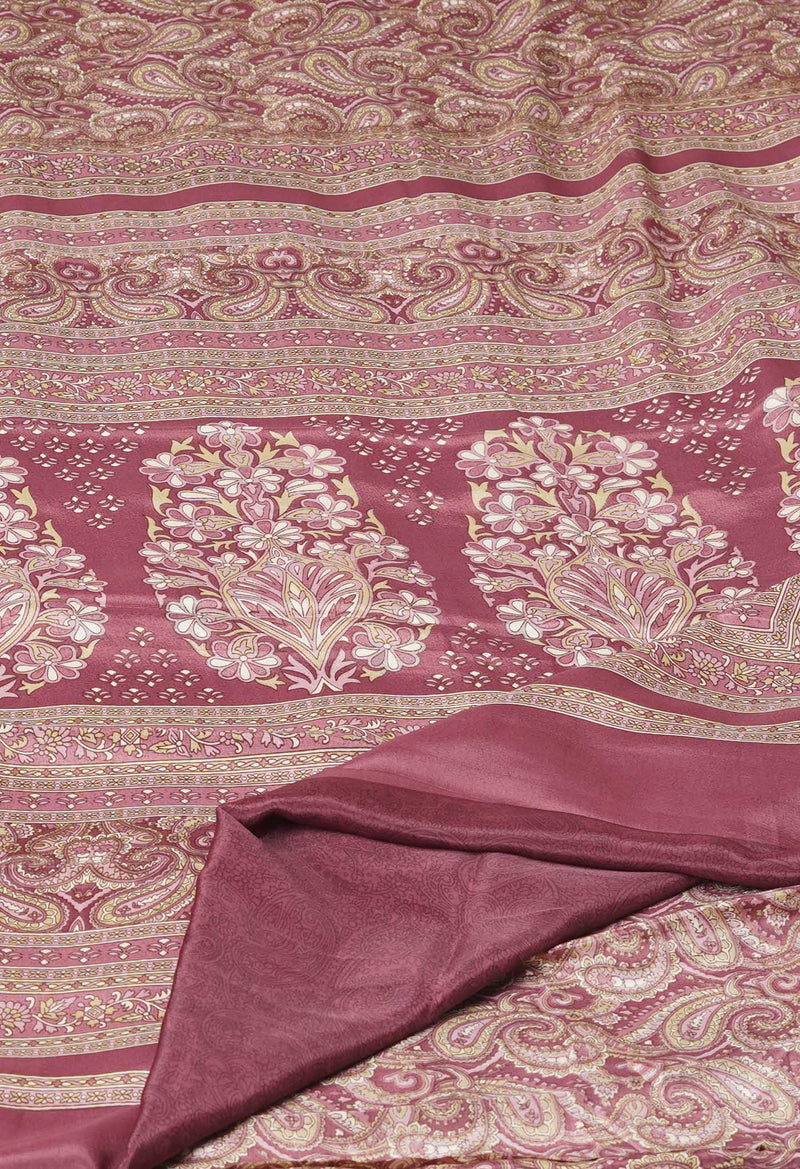French Clay Pink Pure  Block Printed Soft Silk Saree-UNM73476