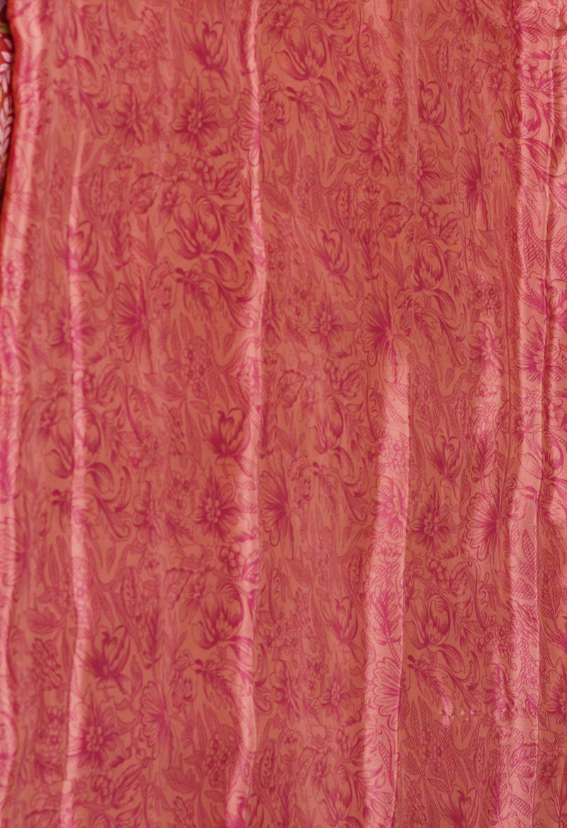 French Clay Pink Pure  Block Printed Soft Silk Saree-UNM73477