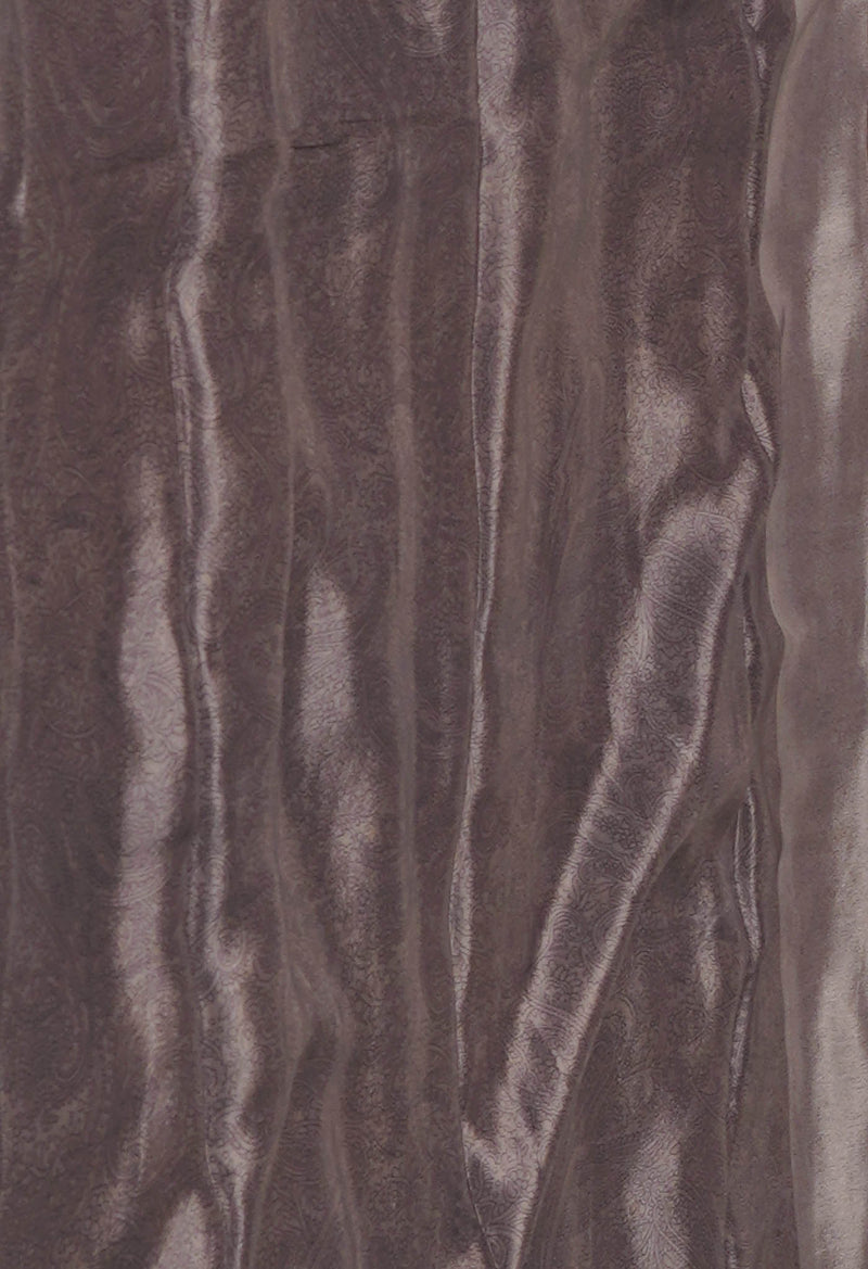 Taupe Brown Pure  Block Printed Soft Silk Saree-UNM73478