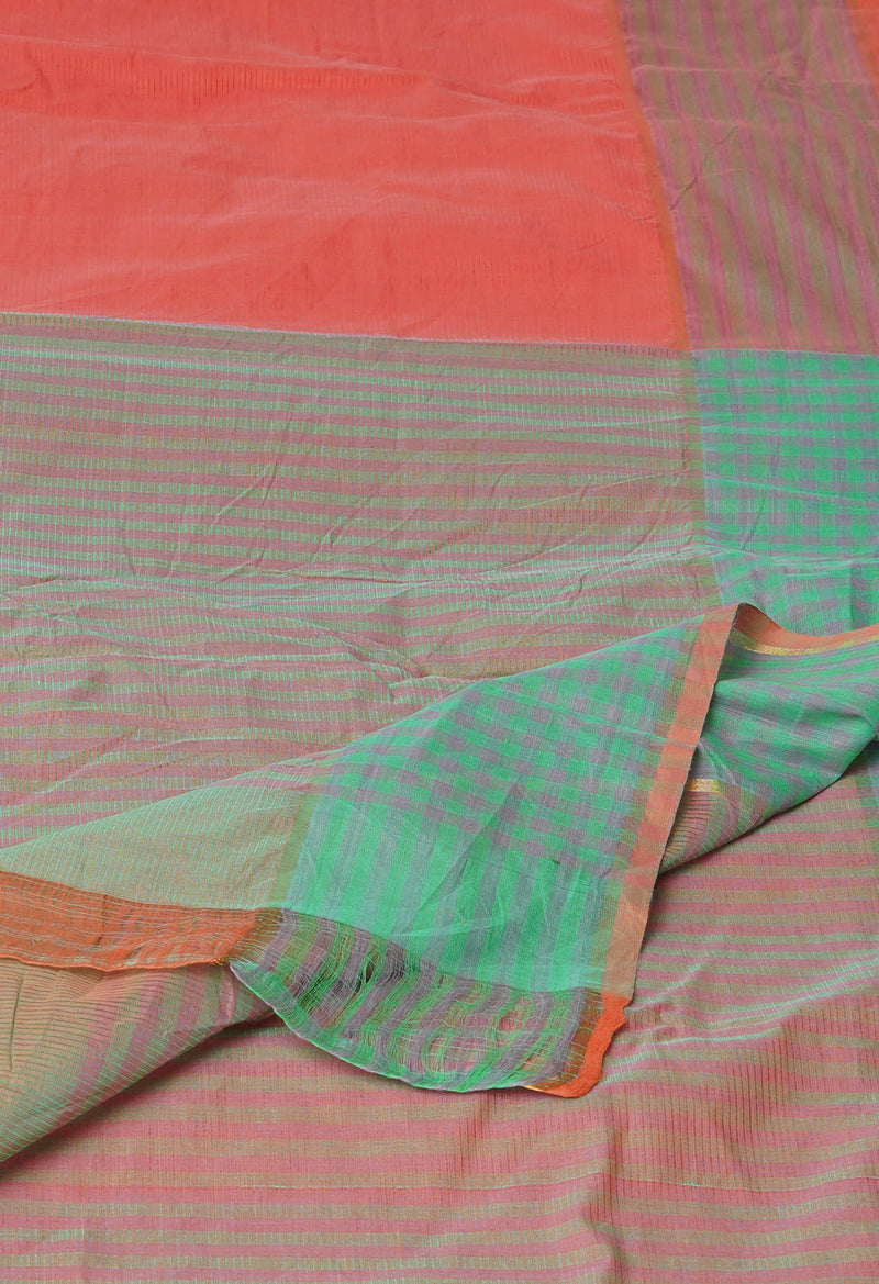 Salmon Pink Pure Mangalgiri Cotton Saree-UNM73483
