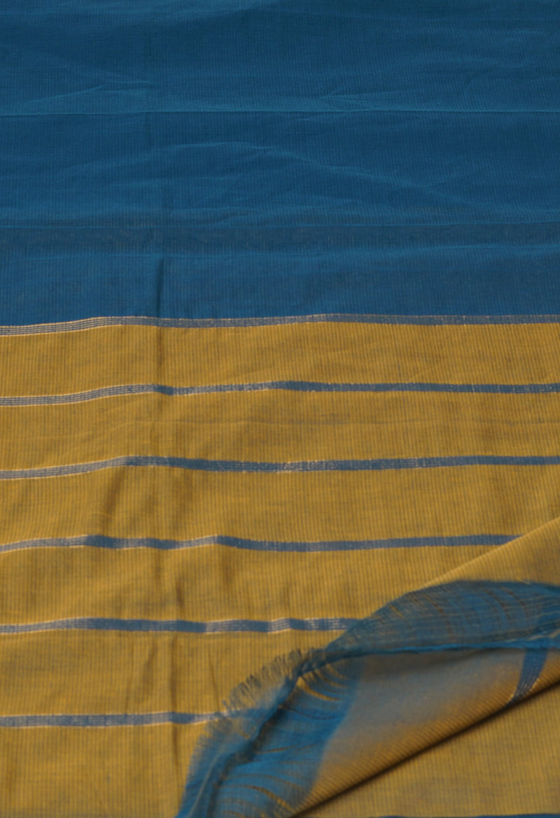 Dark Blue Pure Mangalgiri Cotton Saree-UNM73489