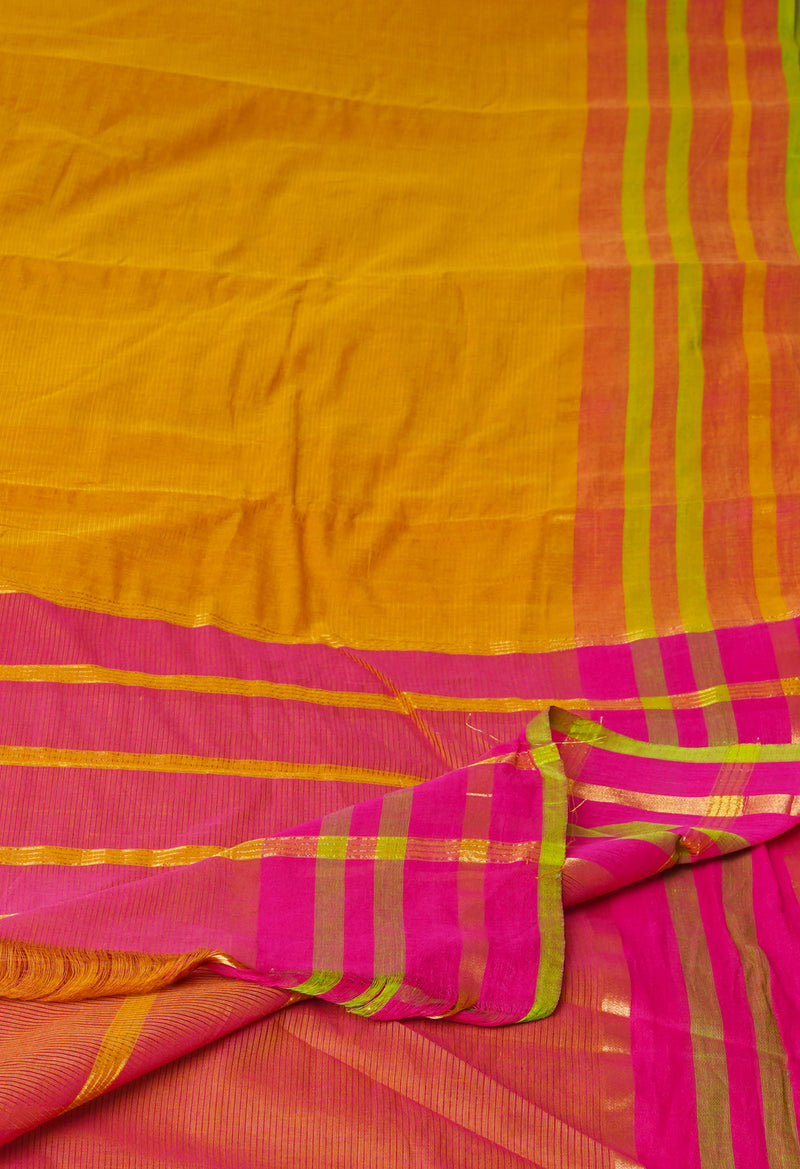 Dark Gold Brown Pure Mangalgiri Cotton Saree-UNM73492