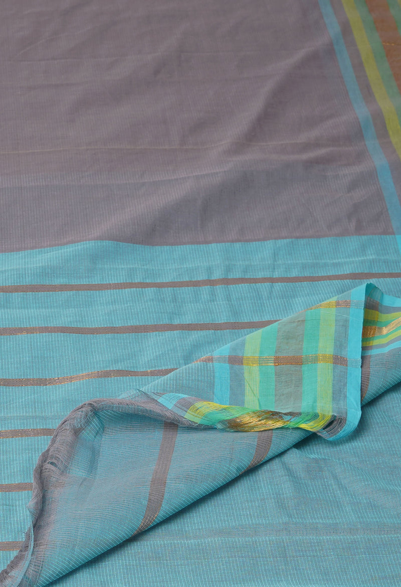 Grey Pure Mangalgiri Cotton Saree-UNM73493
