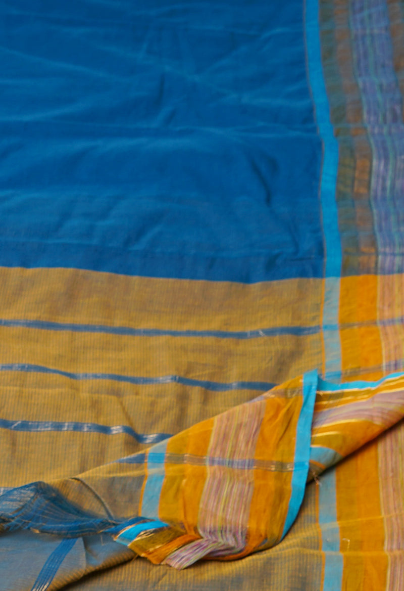 Blue Pure Mangalgiri Cotton Saree-UNM73496