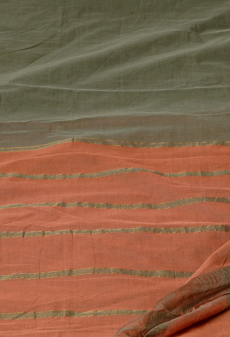 Uniform Green Pure Mangalgiri Cotton Saree-UNM73502