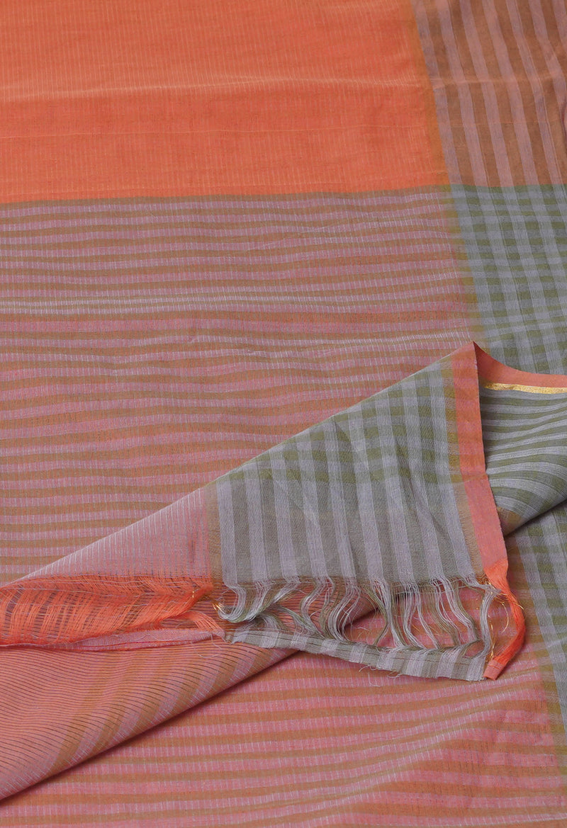 Salmon Pink Pure Mangalgiri Cotton Saree-UNM73513