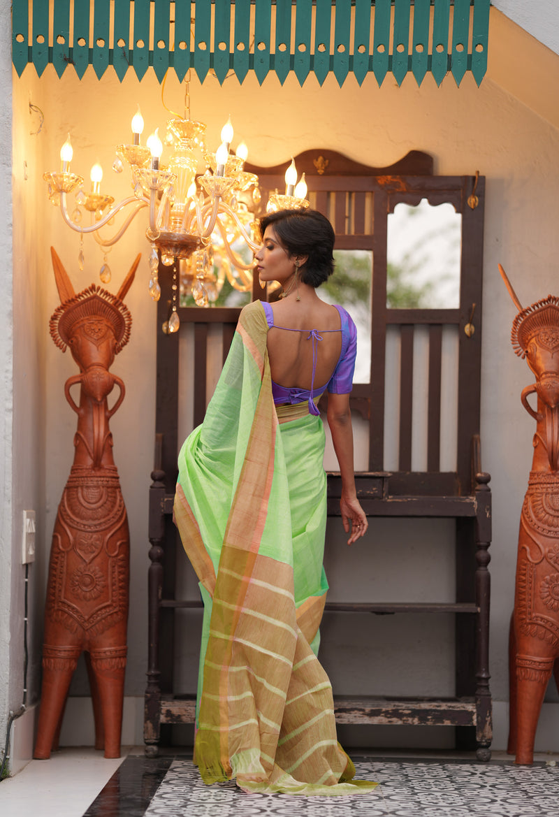 Green Pure Mangalgiri Cotton Saree-UNM73518