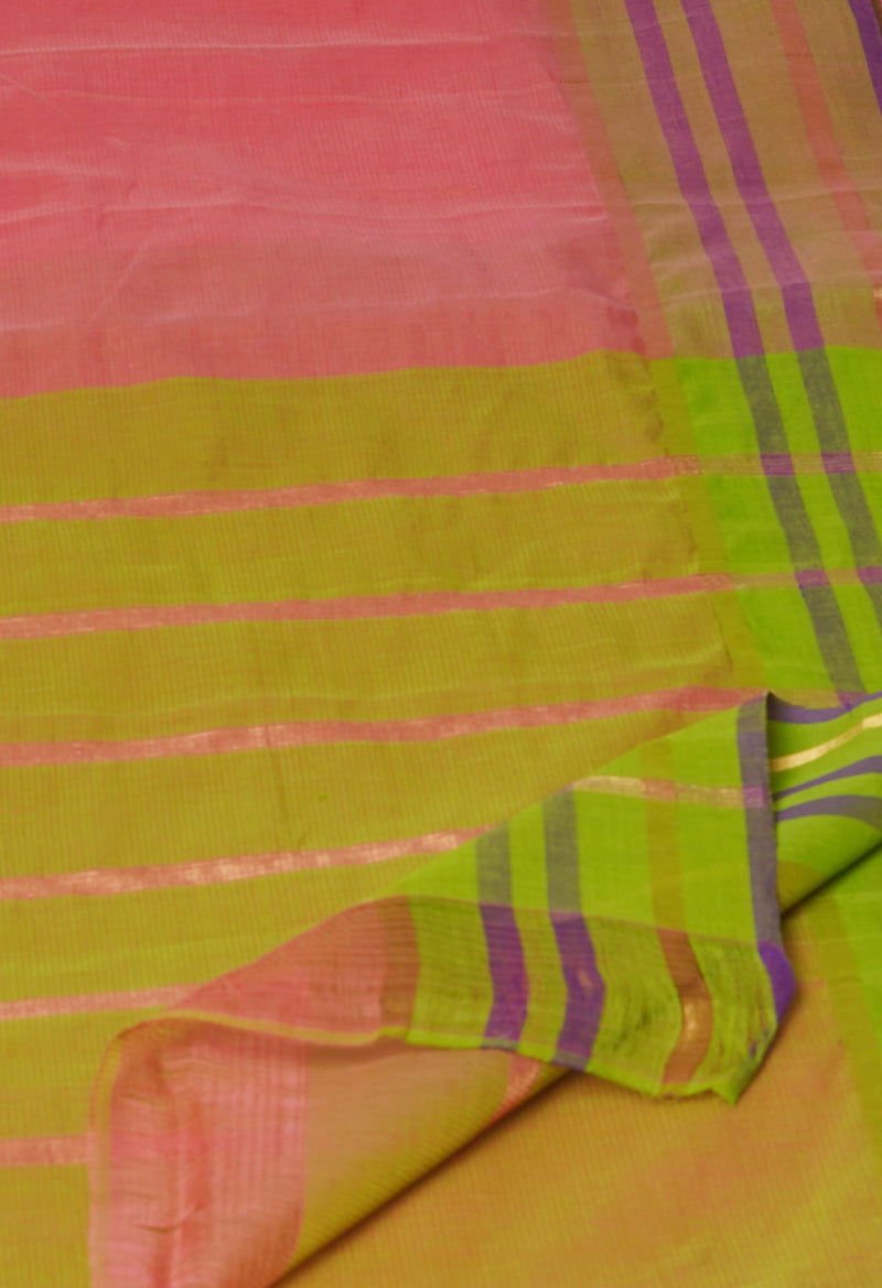 Salmon Pink Pure Mangalgiri Cotton Saree-UNM73521
