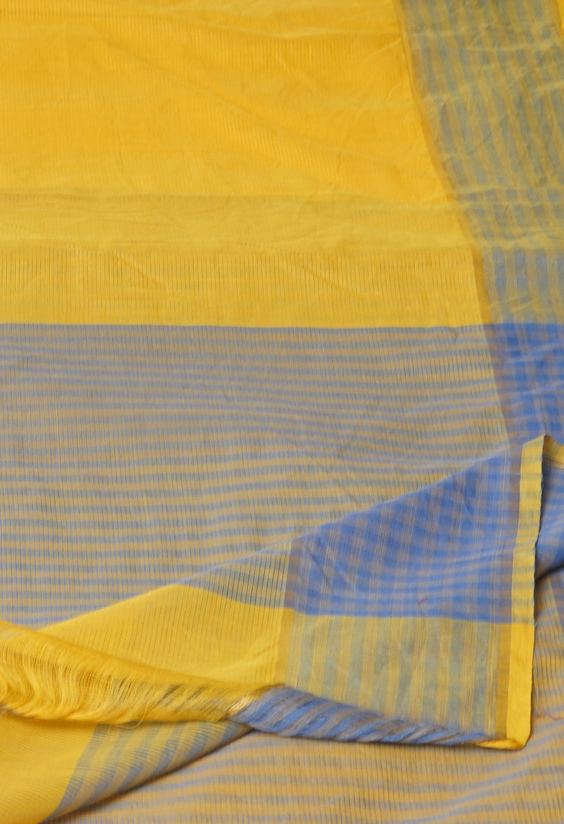 Yellow Pure Mangalgiri Cotton Saree-UNM73522