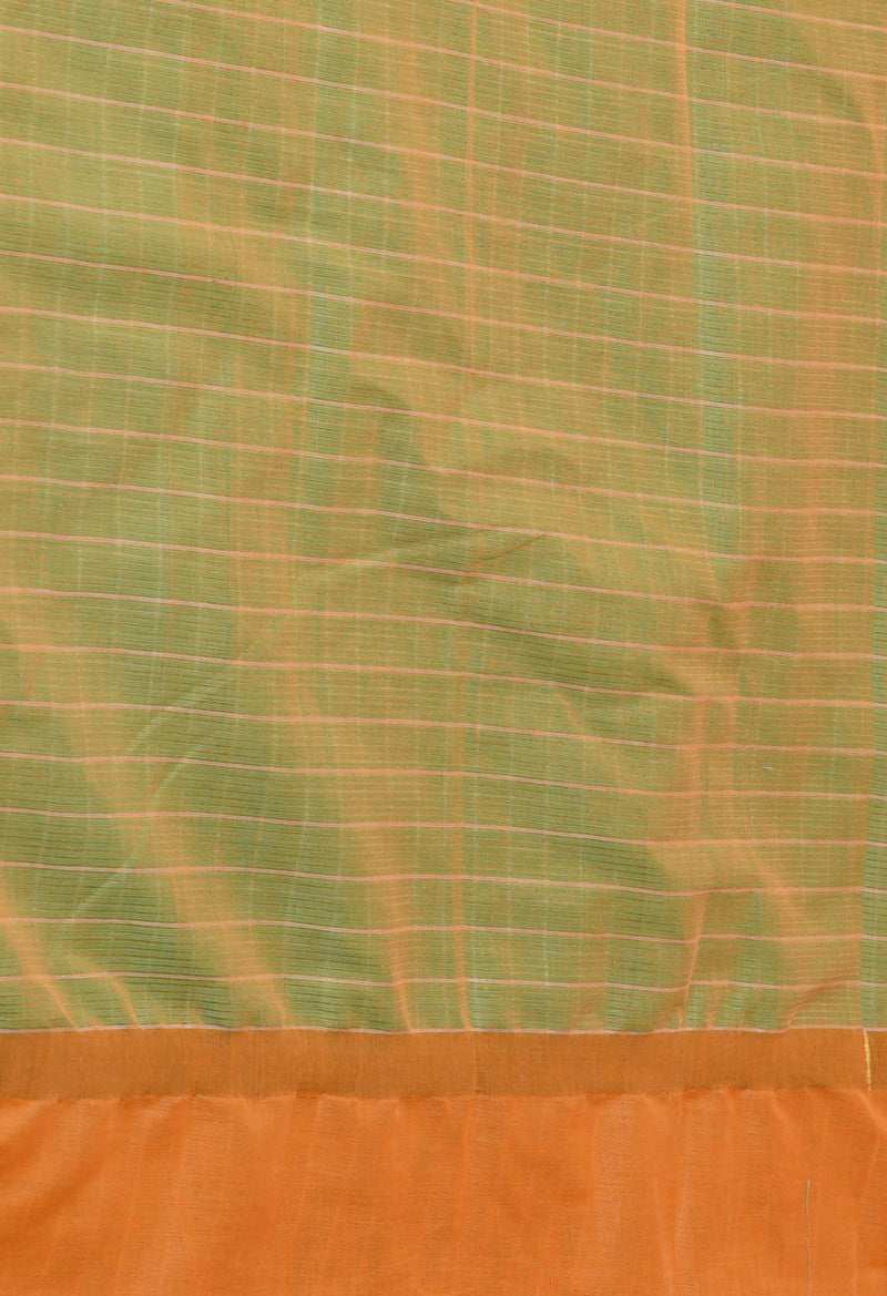 Green Pure Mangalgiri With Checks  Cotton Saree-UNM73523