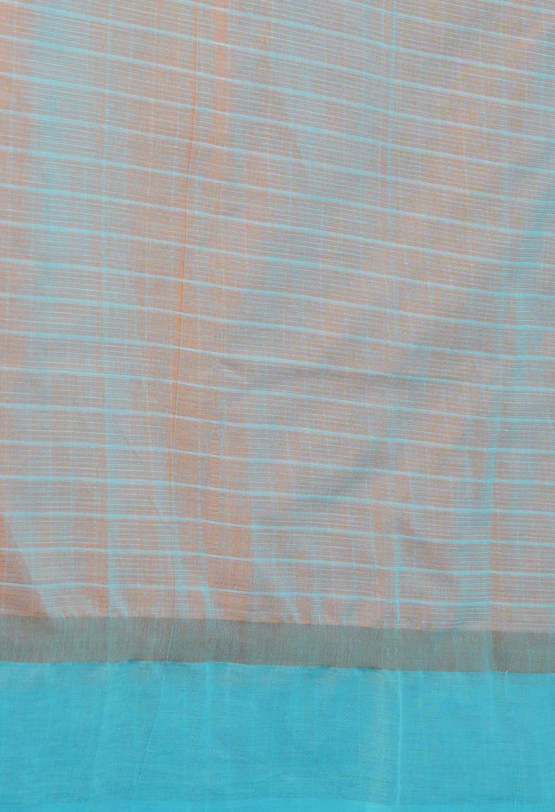 Orange Pure Mangalgiri With Checks  Cotton Saree-UNM73525