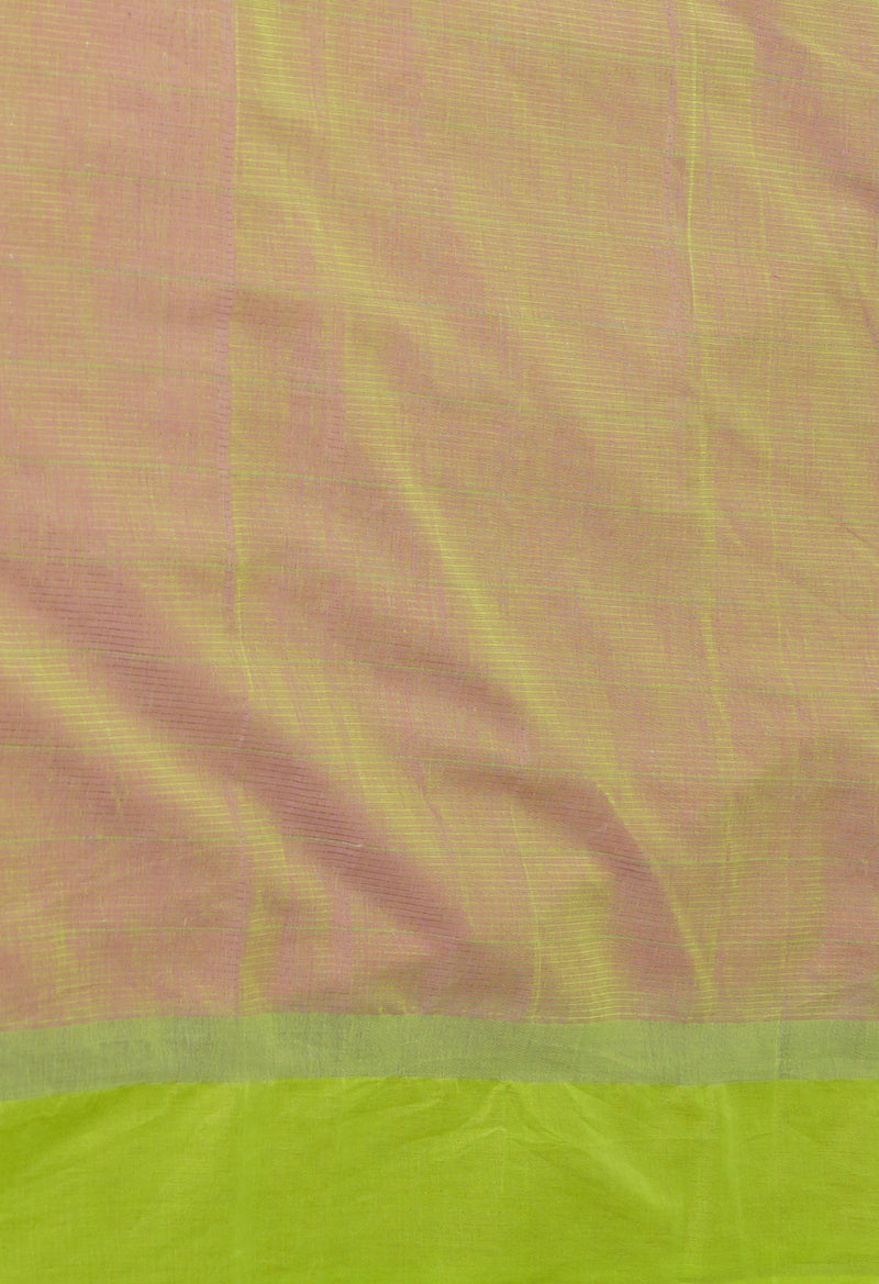 Pink Pure Mangalgiri with Silver Zari Weaving Checks Cotton Saree-UNM73534
