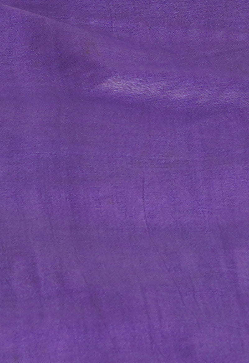 Brown-Purple Pure  Batik Printed Chanderi Sico Saree-UNM73540
