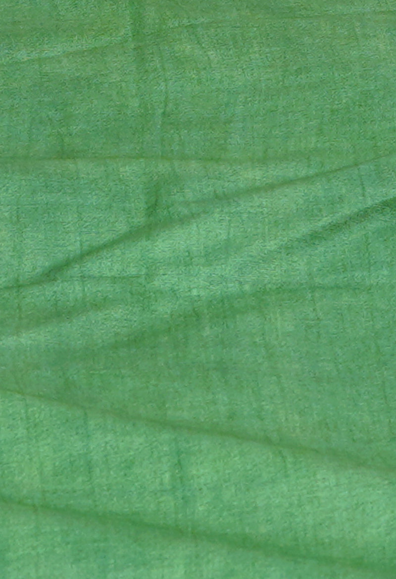 Green-Orange Pure  Batik Printed Chanderi Sico Saree-UNM73551
