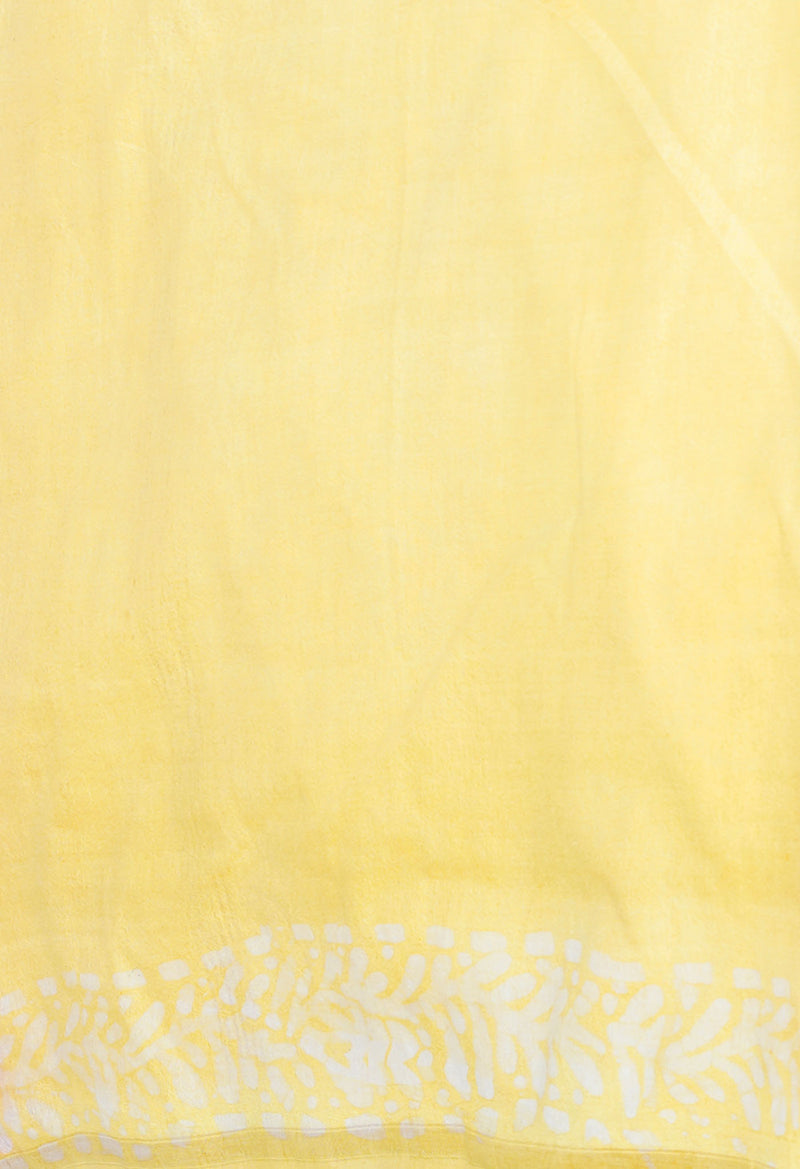 Orange-Yellow Pure  Batik Printed Chanderi Sico Saree-UNM73556