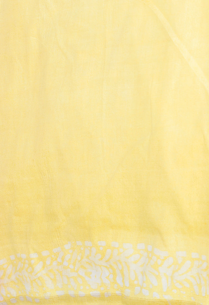 Orange-Yellow Pure  Batik Printed Chanderi Sico Saree-UNM73556
