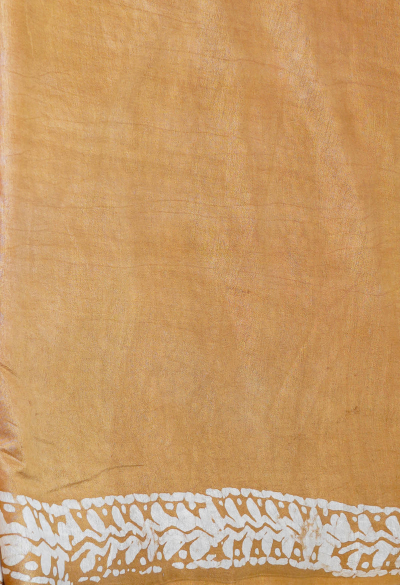 Pink-Brown Pure  Batik Printed Chanderi Sico Saree-UNM73564