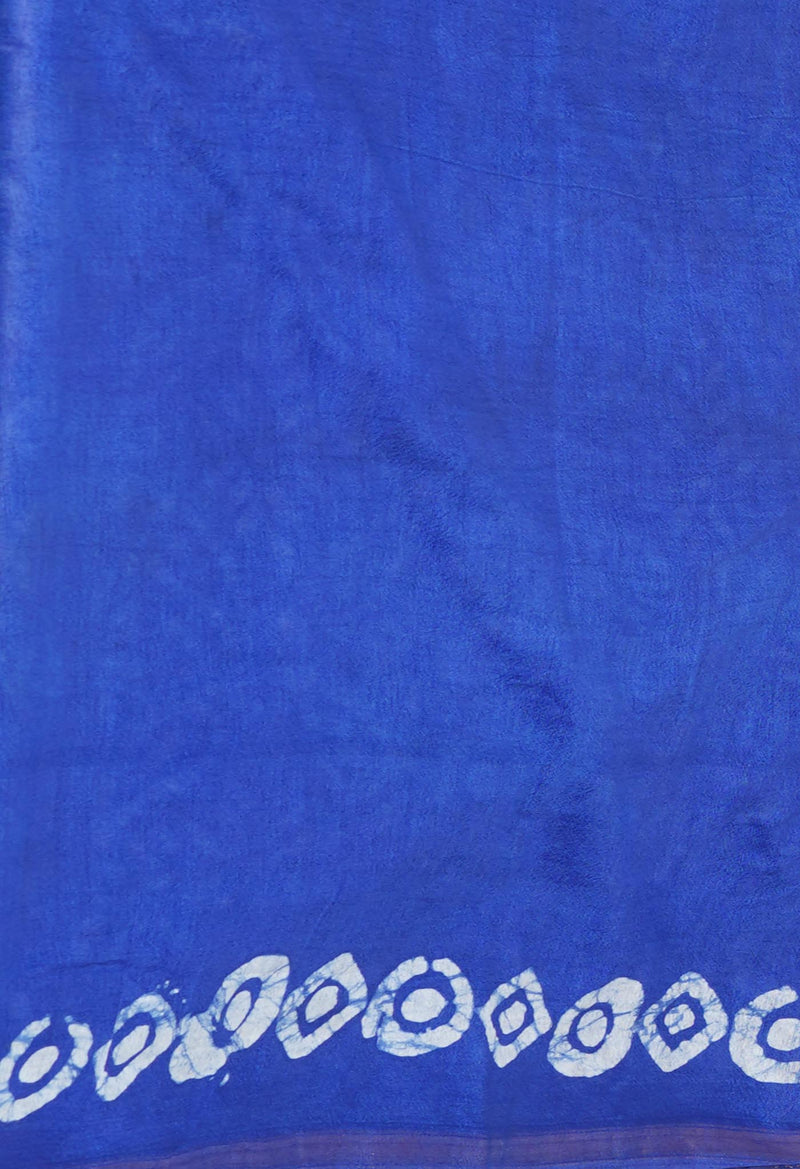 Green-Blue Pure  Batik Printed Chanderi Sico Saree-UNM73596