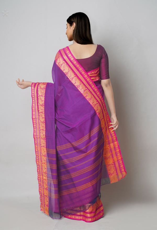Violet Pure  Pavani Handcrafted Kanchi Cotton Saree-UNM73604