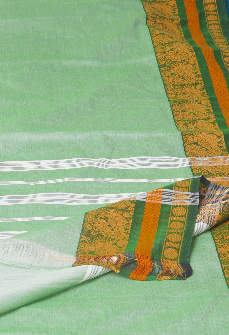 Mint Green Pure  Pavani Handcrafted Kanchi Cotton Saree-UNM73608