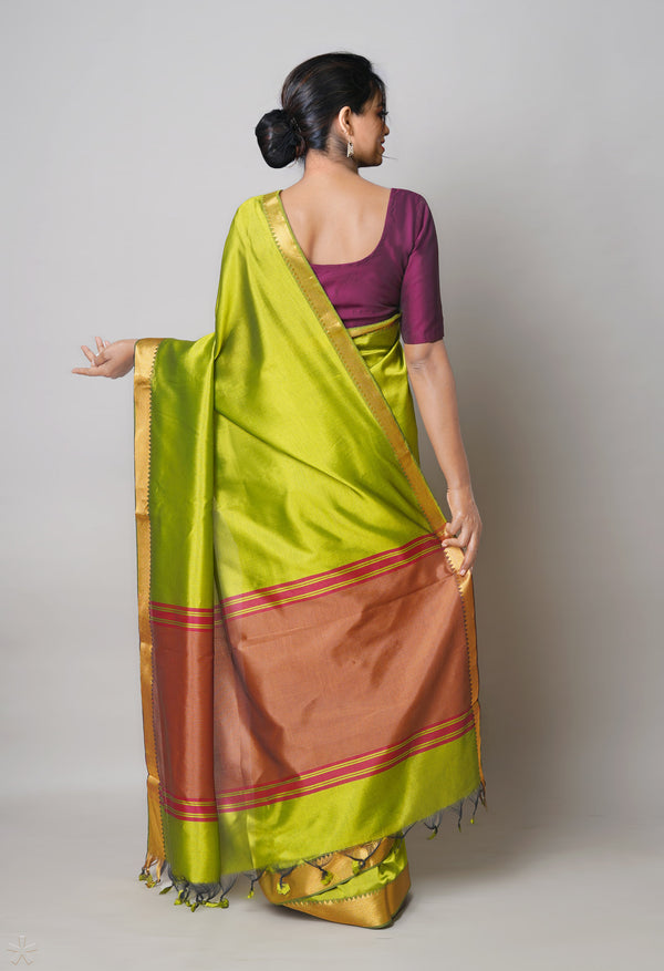 Green  Plain Mangalagiri Soft Silk Saree-UNM73630