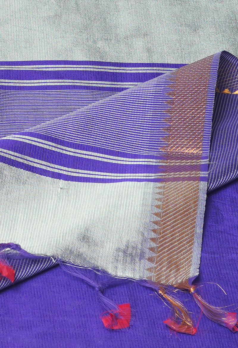 Pastel Blue  Plain Mangalagiri Soft Silk Saree-UNM73631
