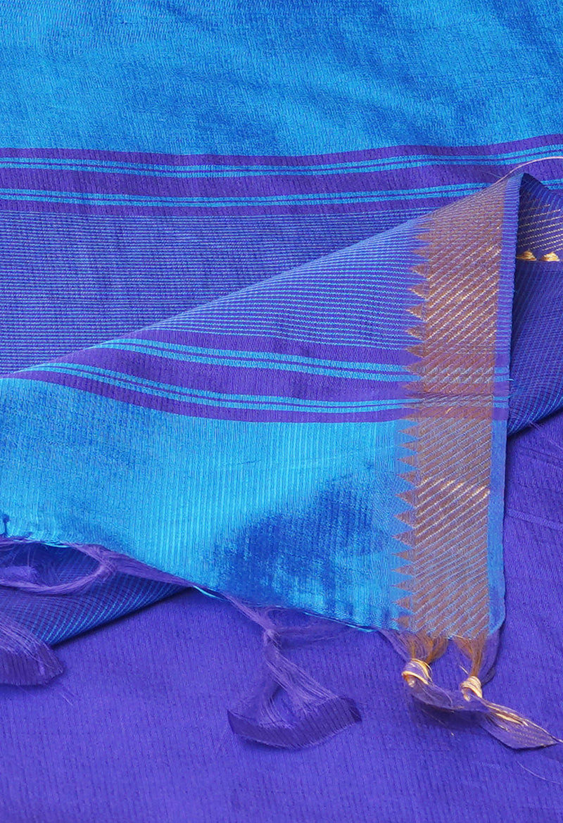 Blue  Plain Mangalagiri Soft Silk Saree-UNM73633