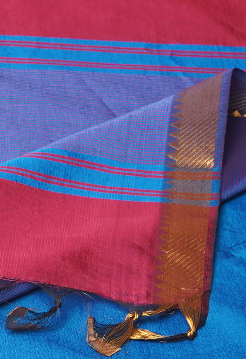 Red  Plain Mangalagiri Soft Silk Saree-UNM73637