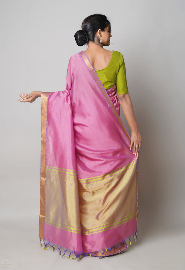 Pink  Plain Mangalagiri Soft Silk Saree-UNM73638