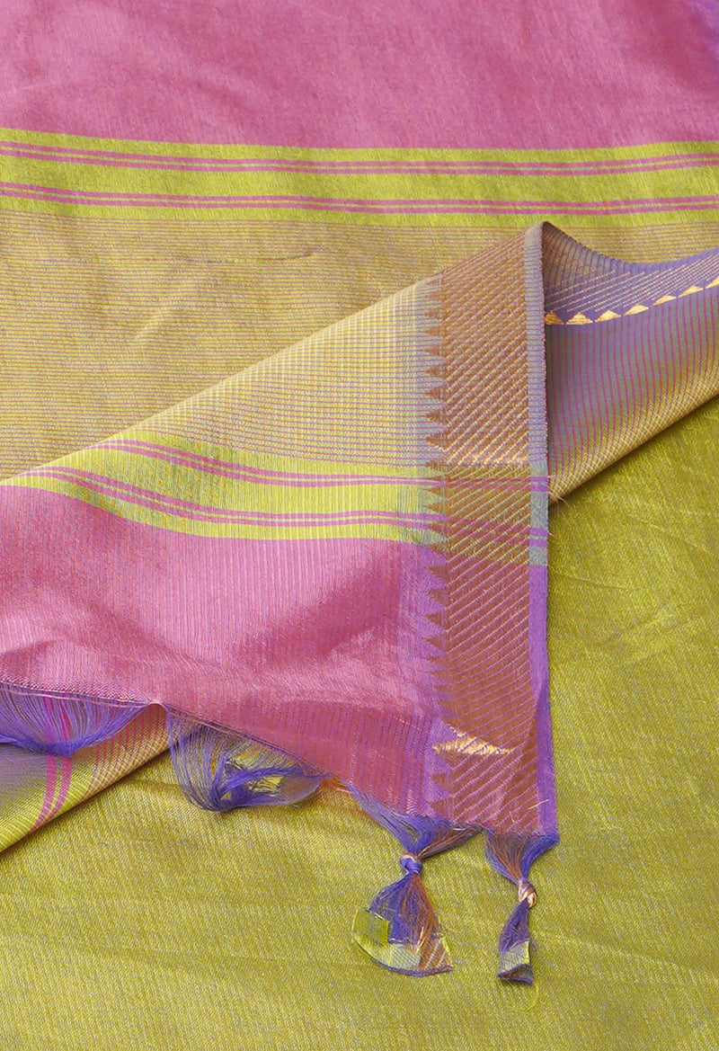 Pink  Plain Mangalagiri Soft Silk Saree-UNM73638