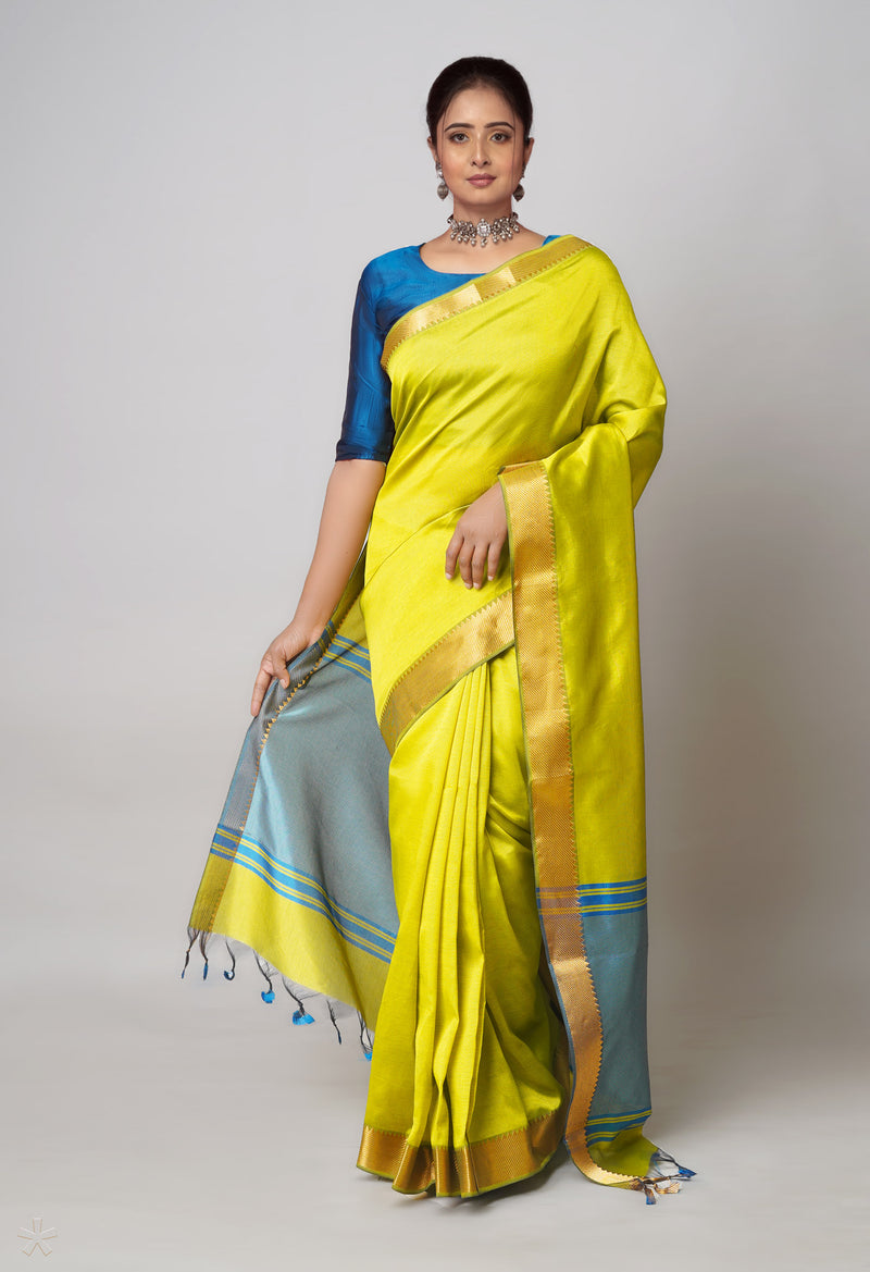 Green  Plain Mangalagiri Soft Silk Saree-UNM73639