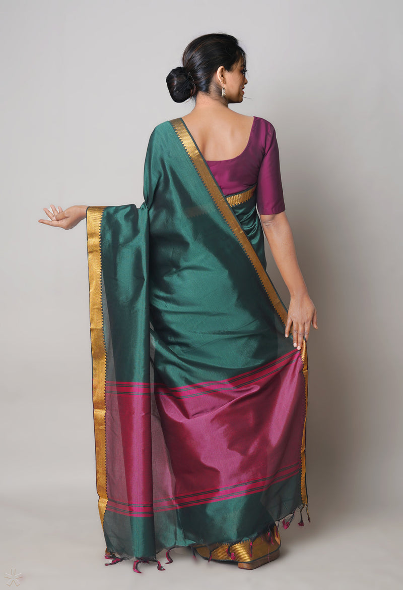 Green  Plain Mangalagiri Soft Silk Saree-UNM73640